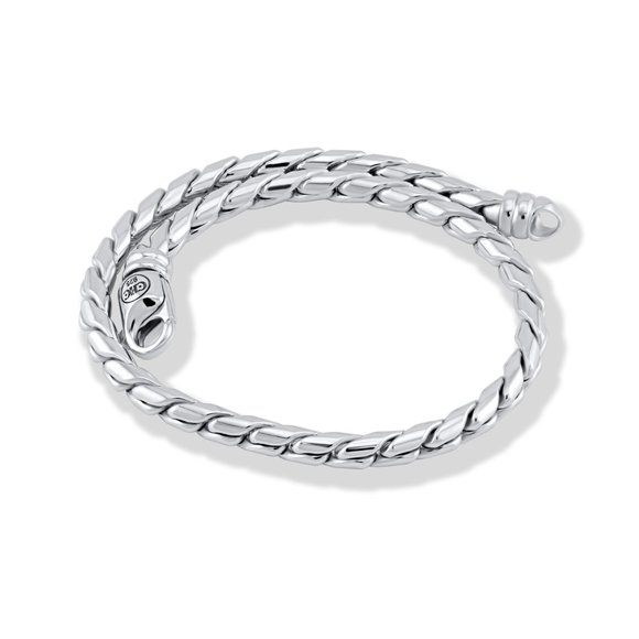 Sterling Silver Cobra Chain Bracelet With Swivel Clasp - Picture 5 of 6